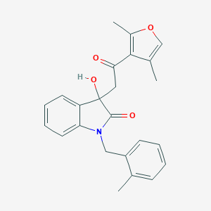 molecular formula C24H23NO4 B214381 3-[2-(2,4-dimethylfuran-3-yl)-2-oxoethyl]-3-hydroxy-1-(2-methylbenzyl)-1,3-dihydro-2H-indol-2-one 