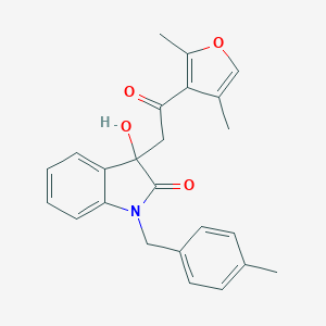 molecular formula C24H23NO4 B214389 3-[2-(2,4-dimethylfuran-3-yl)-2-oxoethyl]-3-hydroxy-1-(4-methylbenzyl)-1,3-dihydro-2H-indol-2-one 