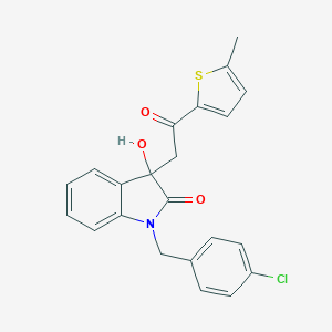 molecular formula C22H18ClNO3S B214391 1-(4-chlorobenzyl)-3-hydroxy-3-[2-(5-methylthiophen-2-yl)-2-oxoethyl]-1,3-dihydro-2H-indol-2-one 