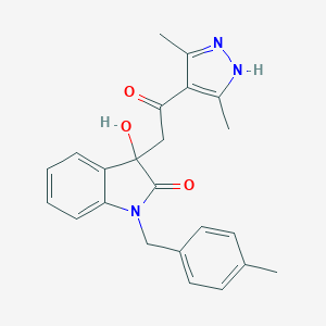 molecular formula C23H23N3O3 B214394 3-[2-(3,5-dimethyl-1H-pyrazol-4-yl)-2-oxoethyl]-3-hydroxy-1-(4-methylbenzyl)-1,3-dihydro-2H-indol-2-one 