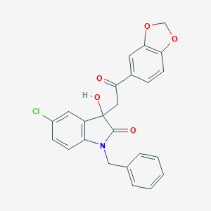 3-[2-(1,3-benzodioxol-5-yl)-2-oxoethyl]-1-benzyl-5-chloro-3-hydroxy-1,3-dihydro-2H-indol-2-one