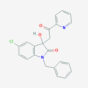 molecular formula C22H17ClN2O3 B214399 1-benzyl-5-chloro-3-hydroxy-3-[2-oxo-2-(pyridin-2-yl)ethyl]-1,3-dihydro-2H-indol-2-one 