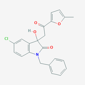 molecular formula C22H18ClNO4 B214400 1-benzyl-5-chloro-3-hydroxy-3-[2-(5-methyl-2-furyl)-2-oxoethyl]-1,3-dihydro-2H-indol-2-one 
