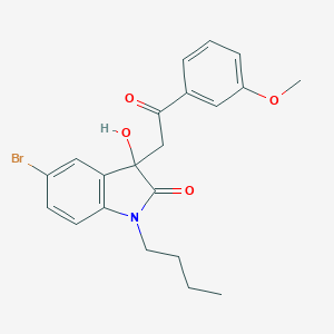 molecular formula C21H22BrNO4 B214412 5-bromo-1-butyl-3-hydroxy-3-[2-(3-methoxyphenyl)-2-oxoethyl]-1,3-dihydro-2H-indol-2-one 