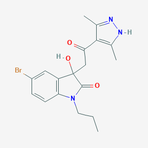 molecular formula C18H20BrN3O3 B214419 5-bromo-3-[2-(3,5-dimethyl-1H-pyrazol-4-yl)-2-oxoethyl]-3-hydroxy-1-propyl-1,3-dihydro-2H-indol-2-one 