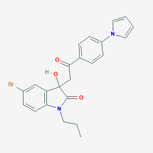 molecular formula C23H21BrN2O3 B214420 5-bromo-3-hydroxy-3-{2-oxo-2-[4-(1H-pyrrol-1-yl)phenyl]ethyl}-1-propyl-1,3-dihydro-2H-indol-2-one 