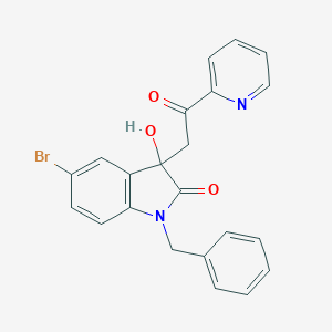 molecular formula C22H17BrN2O3 B214428 1-benzyl-5-bromo-3-hydroxy-3-[2-oxo-2-(pyridin-2-yl)ethyl]-1,3-dihydro-2H-indol-2-one 