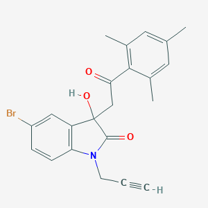 5-bromo-3-hydroxy-3-[2-oxo-2-(2,4,6-trimethylphenyl)ethyl]-1-(prop-2-yn-1-yl)-1,3-dihydro-2H-indol-2-one