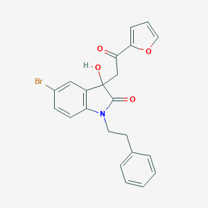 molecular formula C22H18BrNO4 B214446 5-bromo-3-[2-(2-furyl)-2-oxoethyl]-3-hydroxy-1-(2-phenylethyl)-1,3-dihydro-2H-indol-2-one 
