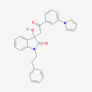 molecular formula C28H24N2O3 B214459 3-hydroxy-3-{2-oxo-2-[3-(1H-pyrrol-1-yl)phenyl]ethyl}-1-(2-phenylethyl)-1,3-dihydro-2H-indol-2-one 
