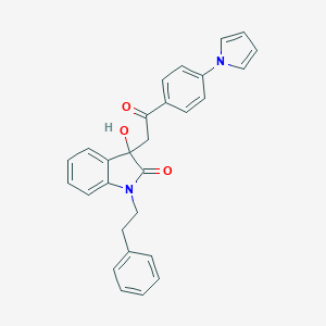 3-hydroxy-3-{2-oxo-2-[4-(1H-pyrrol-1-yl)phenyl]ethyl}-1-(2-phenylethyl)-1,3-dihydro-2H-indol-2-one