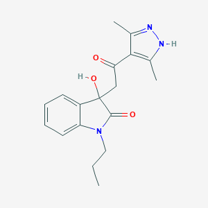 molecular formula C18H21N3O3 B214472 3-[2-(3,5-dimethyl-1H-pyrazol-4-yl)-2-oxoethyl]-3-hydroxy-1-propyl-1,3-dihydro-2H-indol-2-one 