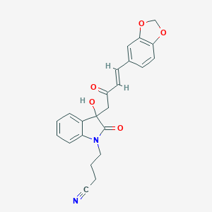 4-{3-[(3E)-4-(1,3-benzodioxol-5-yl)-2-oxobut-3-en-1-yl]-3-hydroxy-2-oxo-2,3-dihydro-1H-indol-1-yl}butanenitrile