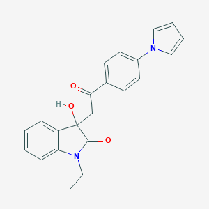 molecular formula C22H20N2O3 B214524 1-ethyl-3-hydroxy-3-{2-oxo-2-[4-(1H-pyrrol-1-yl)phenyl]ethyl}-1,3-dihydro-2H-indol-2-one 