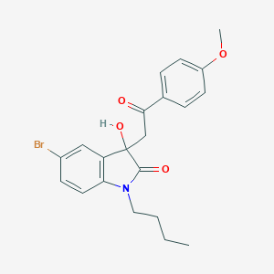 molecular formula C21H22BrNO4 B214542 5-bromo-1-butyl-3-hydroxy-3-[2-(4-methoxyphenyl)-2-oxoethyl]-1,3-dihydro-2H-indol-2-one 