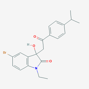5-bromo-1-ethyl-3-hydroxy-3-{2-oxo-2-[4-(propan-2-yl)phenyl]ethyl}-1,3-dihydro-2H-indol-2-one