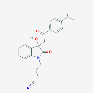 4-(3-hydroxy-2-oxo-3-{2-oxo-2-[4-(propan-2-yl)phenyl]ethyl}-2,3-dihydro-1H-indol-1-yl)butanenitrile