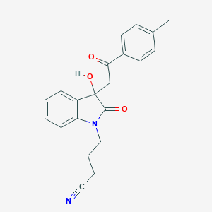 molecular formula C21H20N2O3 B214614 4-{3-hydroxy-3-[2-(4-methylphenyl)-2-oxoethyl]-2-oxo-2,3-dihydro-1H-indol-1-yl}butanenitrile 