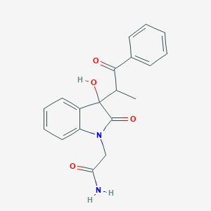 2-[3-hydroxy-2-oxo-3-(1-oxo-1-phenylpropan-2-yl)-2,3-dihydro-1H-indol-1-yl]acetamide