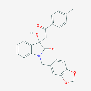 molecular formula C25H21NO5 B214646 1-(1,3-苯并二氧杂环-5-基甲基)-3-羟基-3-[2-(4-甲基苯基)-2-氧代乙基]-2-吲哚酮 