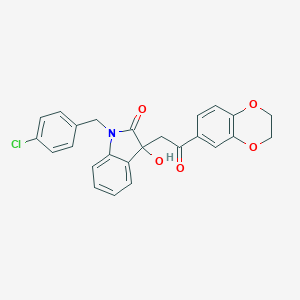 molecular formula C25H20ClNO5 B214689 1-(4-chlorobenzyl)-3-[2-(2,3-dihydro-1,4-benzodioxin-6-yl)-2-oxoethyl]-3-hydroxy-1,3-dihydro-2H-indol-2-one 