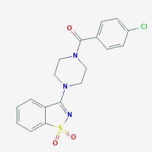 molecular formula C18H16ClN3O3S B214788 3-[4-(4-Chlorobenzoyl)piperazin-1-yl]-1,2-benzisothiazole 1,1-dioxide 