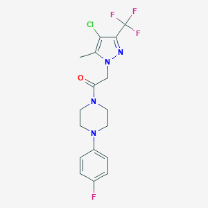molecular formula C17H17ClF4N4O B214797 2-[4-chloro-5-methyl-3-(trifluoromethyl)-1H-pyrazol-1-yl]-1-[4-(4-fluorophenyl)piperazin-1-yl]ethanone 
