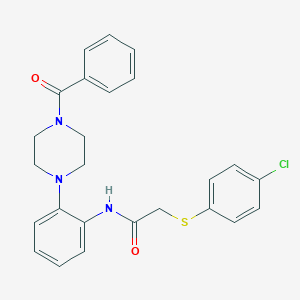 molecular formula C25H24ClN3O2S B214811 N-[2-(4-benzoyl-1-piperazinyl)phenyl]-2-[(4-chlorophenyl)thio]acetamide 