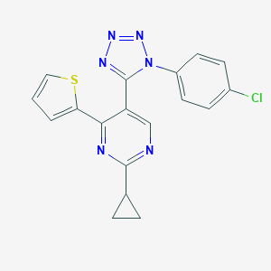 molecular formula C18H13ClN6S B214843 5-[1-(4-chlorophenyl)-1H-tetraazol-5-yl]-2-cyclopropyl-4-(2-thienyl)pyrimidine 