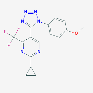 molecular formula C16H13F3N6O B214845 4-{5-[2-cyclopropyl-4-(trifluoromethyl)-5-pyrimidinyl]-1H-tetraazol-1-yl}phenyl methyl ether 