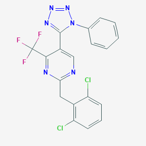 2-(2,6-dichlorobenzyl)-5-(1-phenyl-1H-tetraazol-5-yl)-4-(trifluoromethyl)pyrimidine
