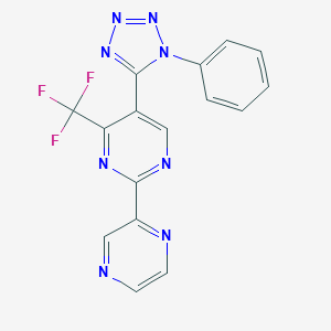 molecular formula C16H9F3N8 B214872 5-(1-phenyl-1H-tetraazol-5-yl)-2-(2-pyrazinyl)-4-(trifluoromethyl)pyrimidine 