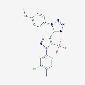 molecular formula C19H14ClF3N6O B214877 4-{5-[1-(3-chloro-4-methylphenyl)-5-(trifluoromethyl)-1H-pyrazol-4-yl]-1H-tetraazol-1-yl}phenyl methyl ether 