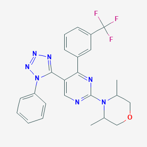 molecular formula C24H22F3N7O B214880 3,5-dimethyl-4-{5-(1-phenyl-1H-tetraazol-5-yl)-4-[3-(trifluoromethyl)phenyl]-2-pyrimidinyl}morpholine 