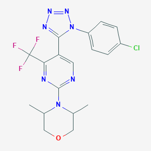 molecular formula C18H17ClF3N7O B214882 4-[5-[1-(4-chlorophenyl)-1H-tetraazol-5-yl]-4-(trifluoromethyl)-2-pyrimidinyl]-3,5-dimethylmorpholine 