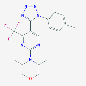 molecular formula C19H20F3N7O B214883 3,5-dimethyl-4-[5-[1-(4-methylphenyl)-1H-tetraazol-5-yl]-4-(trifluoromethyl)-2-pyrimidinyl]morpholine 