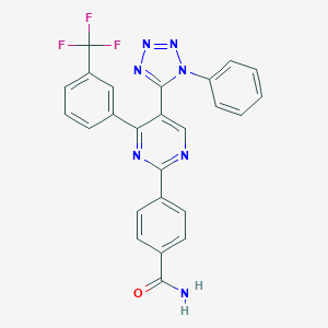 molecular formula C25H16F3N7O B214884 4-{5-(1-phenyl-1H-tetraazol-5-yl)-4-[3-(trifluoromethyl)phenyl]-2-pyrimidinyl}benzamide 