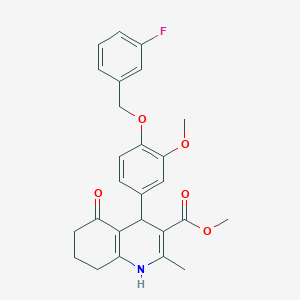 molecular formula C26H26FNO5 B214933 Methyl 4-{4-[(3-fluorobenzyl)oxy]-3-methoxyphenyl}-2-methyl-5-oxo-1,4,5,6,7,8-hexahydro-3-quinolinecarboxylate 
