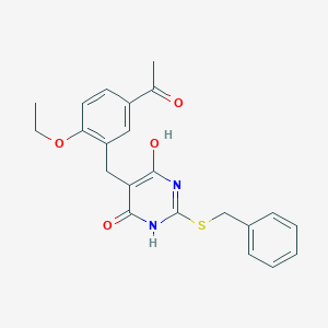 molecular formula C22H22N2O4S B214987 1-(3-{[2-(Benzylsulfanyl)-4,6-dihydroxypyrimidin-5-yl]methyl}-4-ethoxyphenyl)ethanone 