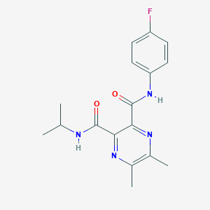 2-N-(4-fluorophenyl)-5,6-dimethyl-3-N-propan-2-ylpyrazine-2,3-dicarboxamide