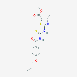 molecular formula C17H19N3O4S2 B215004 Methyl 4-methyl-2-({[(4-propoxybenzoyl)amino]carbothioyl}amino)-1,3-thiazole-5-carboxylate 
