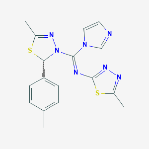 molecular formula C17H17N7S2 B215039 (E)-1-imidazol-1-yl-1-[(2S)-5-methyl-2-(4-methylphenyl)-2H-1,3,4-thiadiazol-3-yl]-N-(5-methyl-1,3,4-thiadiazol-2-yl)methanimine 