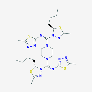 molecular formula C26H40N12S4 B215040 (E)-1-[(2R)-2-butyl-5-methyl-2H-1,3,4-thiadiazol-3-yl]-1-[4-[(E)-C-[(2R)-2-butyl-5-methyl-2H-1,3,4-thiadiazol-3-yl]-N-(5-methyl-1,3,4-thiadiazol-2-yl)carbonimidoyl]piperazin-1-yl]-N-(5-methyl-1,3,4-thiadiazol-2-yl)methanimine 