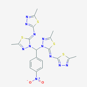 molecular formula C19H17N11O2S4 B215042 3-[{4-nitrophenyl}(5-methyl-2-[(5-methyl-1,3,4-thiadiazol-2-yl)imino]-1,3,4-thiadiazol-3(2H)-yl)methyl]-5-methyl-2-[(5-methyl-1,3,4-thiadiazol-2-yl)imino]-2,3-dihydro-1,3,4-thiadiazole 
