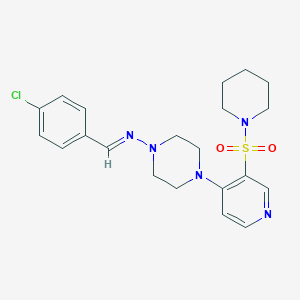 N-(4-chlorobenzylidene)-N-{4-[3-(1-piperidinylsulfonyl)-4-pyridinyl]-1-piperazinyl}amine