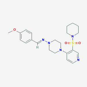 molecular formula C22H29N5O3S B215113 N-(4-methoxybenzylidene)-N-{4-[3-(1-piperidinylsulfonyl)-4-pyridinyl]-1-piperazinyl}amine 