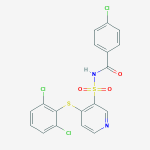 molecular formula C18H11Cl3N2O3S2 B215189 N-(4-chlorobenzoyl)-4-[(2,6-dichlorophenyl)sulfanyl]-3-pyridinesulfonamide 
