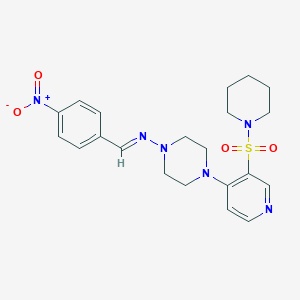 1-({4-Nitrobenzylidene}amino)-4-[3-(1-piperidinylsulfonyl)-4-pyridinyl]piperazine