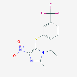 molecular formula C13H12F3N3O2S B215254 1-ethyl-4-nitro-2-methyl-5-{[3-(trifluoromethyl)phenyl]sulfanyl}-1H-imidazole 