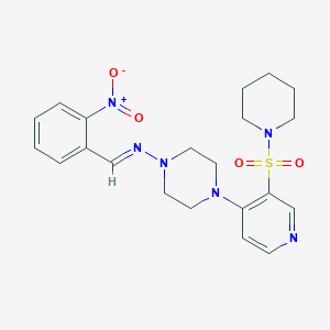 molecular formula C21H26N6O4S B215285 1-({2-Nitrobenzylidene}amino)-4-[3-(1-piperidinylsulfonyl)-4-pyridinyl]piperazine 